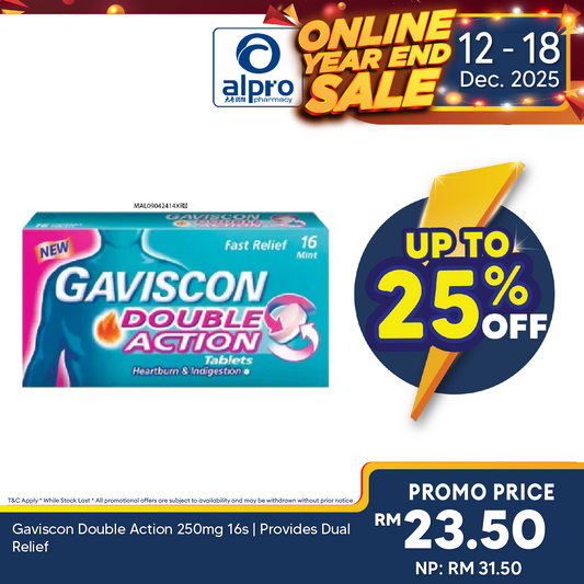 Gaviscon Double Action 250mg 16s | Provides Dual Relief Gaviscon