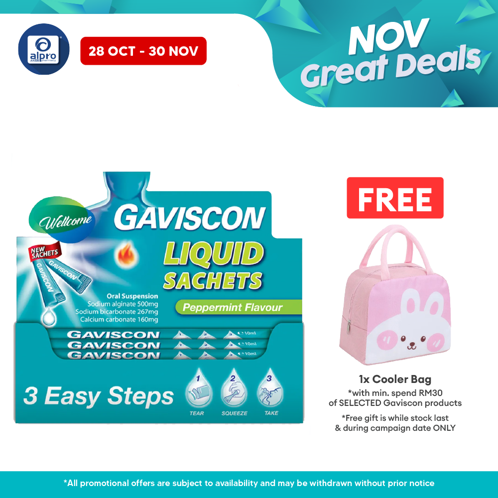 Gaviscon Liquid Peppermint Sachets 24s x 10ml (Exp: 31/05/2025) Alpro Pharmacy