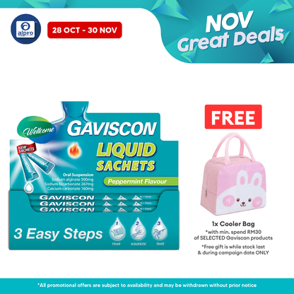 Gaviscon Liquid Peppermint Sachets 24s x 10ml (Exp: 31/05/2025) Alpro Pharmacy