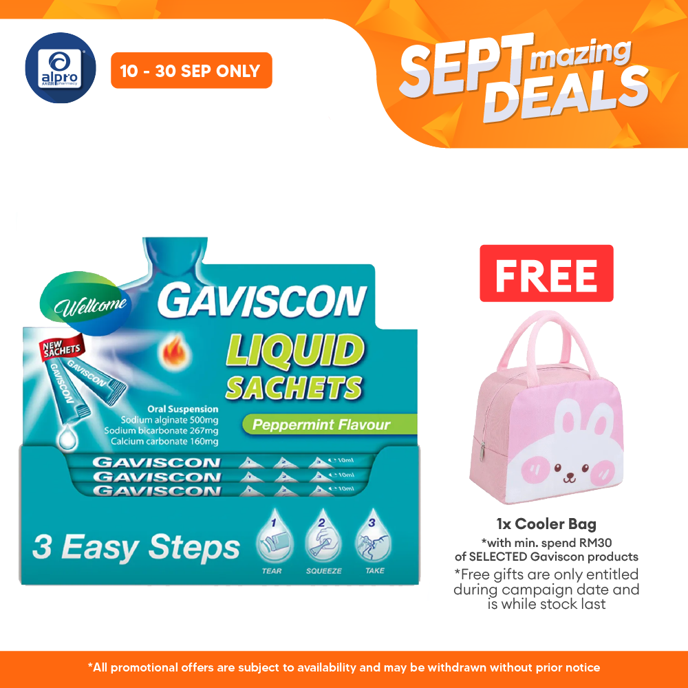 Gaviscon Liquid Peppermint Sachets 24s x 10ml (Exp: 31/05/2025) Alpro Pharmacy