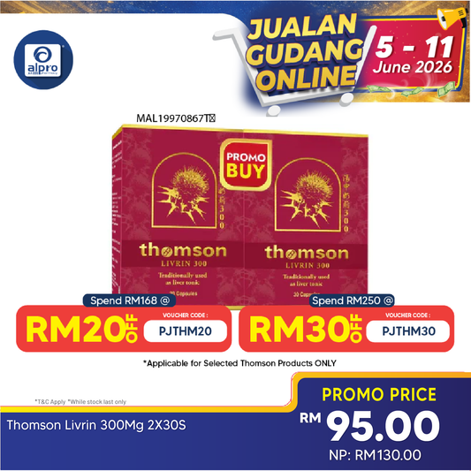 Thomson Livrin w Milk Thistle Extract 300mg 2x30s | Liver Health Thomson