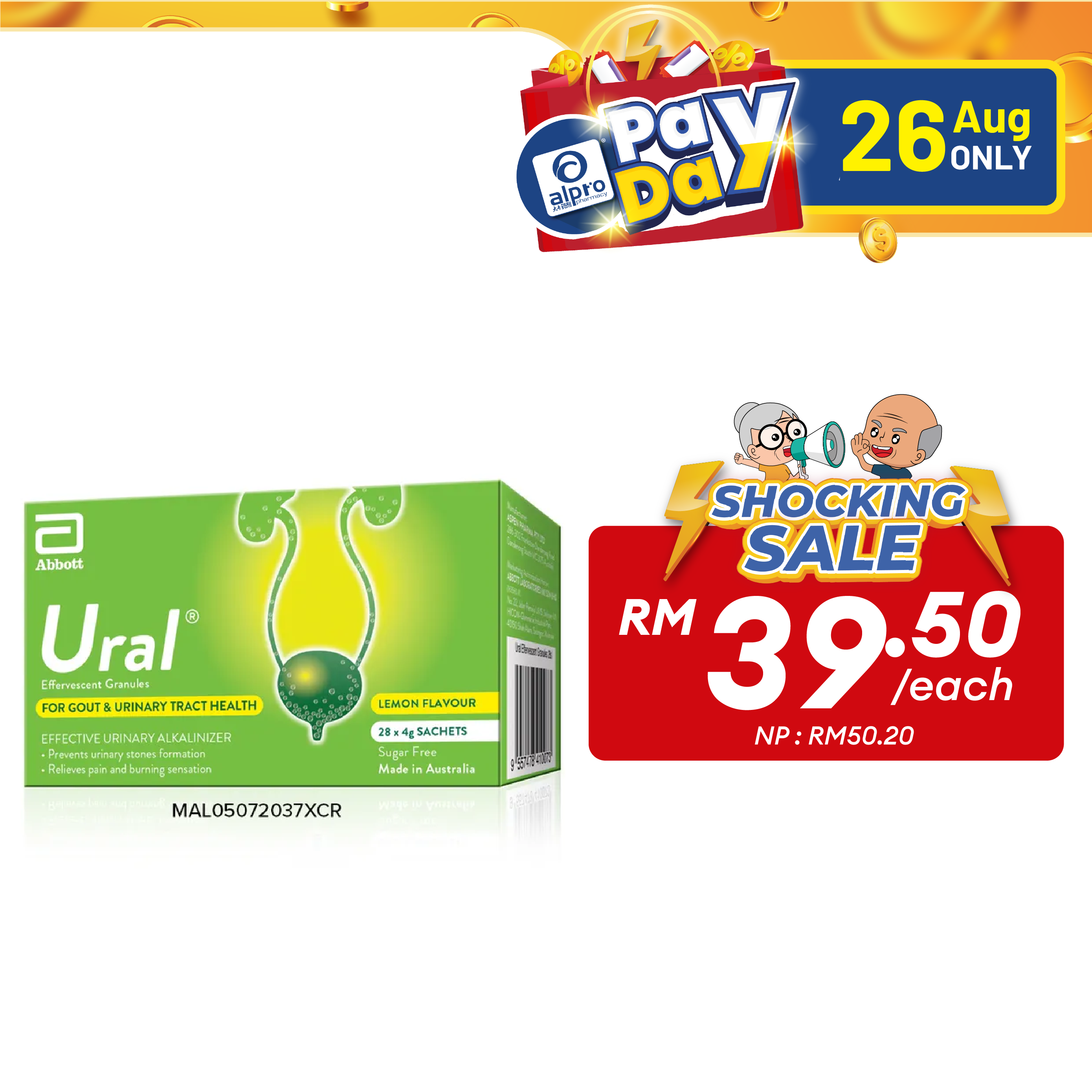 Ural Effervescent Granules 28x4g | Urinary Health Alpro Pharmacy