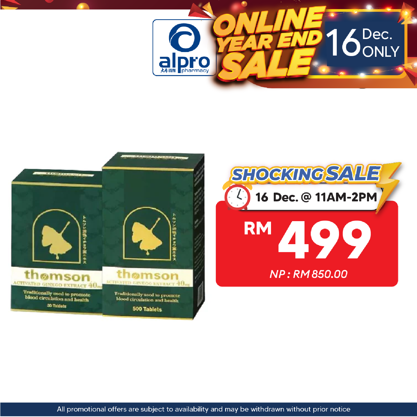 Thomson Activated Gingko Extract 40mg 500s FREE 30s | Heart Health