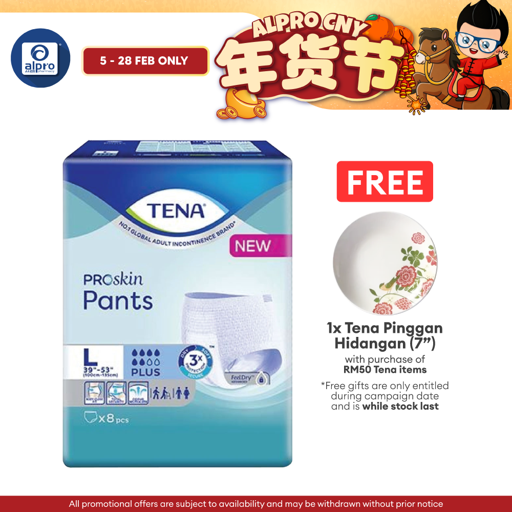Tena Pants Plus L 8's | Triple Protection Tena