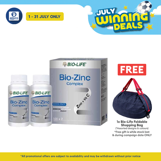 Bio-Life Bio-Zinc Complex 2 X 100s | Antioxidant Essential Bio-life