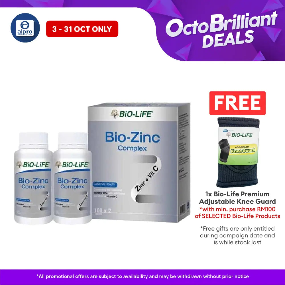 Bio-Life Bio-Zinc Complex 2X100s | Antioxidant Essential Bio-life