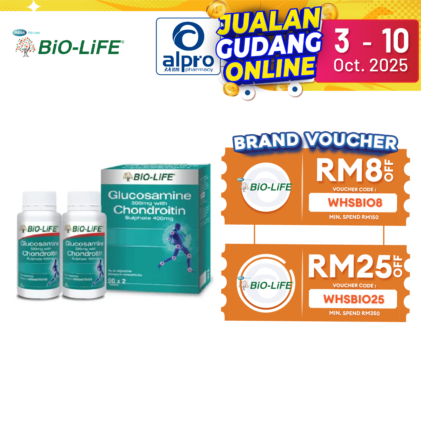 Bio-life Glucosamine & Chondroitin 2x90s | Joint Health Bio-life