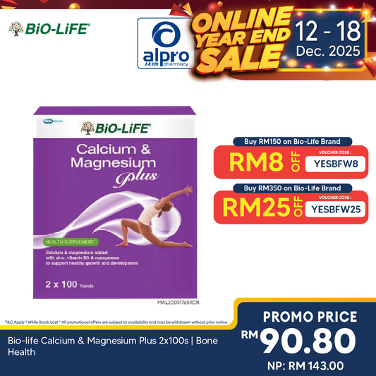 Bio-life Calcium & Magnesium Plus 2x100s | Bone Health Bio-life