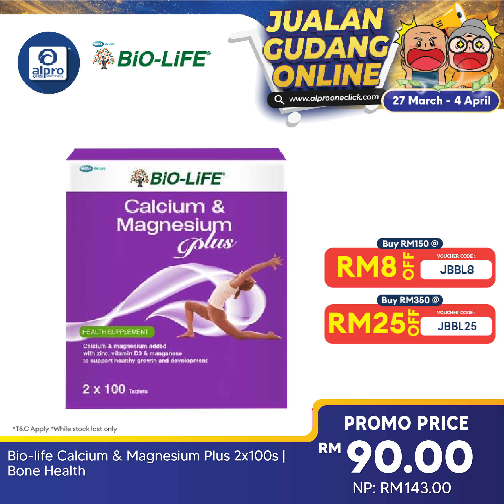 Bio-life Calcium & Magnesium Plus 2x100s | Bone Health Bio-life