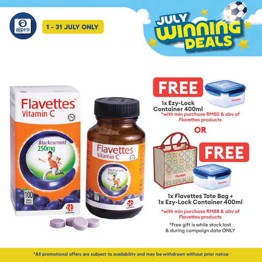 Flavettes Vitamin C 250mg (Blackcurrant) 100s | For Adult Flavettes