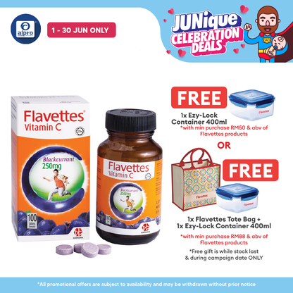 Flavettes Vitamin C 250mg (Blackcurrant) 100s | For Adult Flavettes