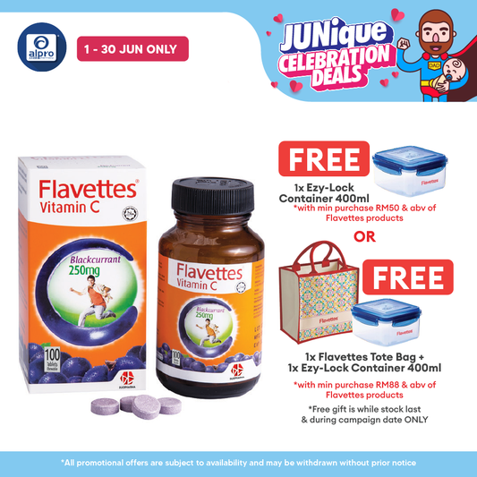 Flavettes Vitamin C 250mg (Blackcurrant) 100s | For Adult Flavettes