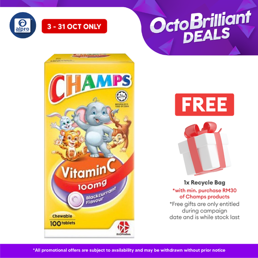 Champs C 100mg Blackcurant 100s | Kids Vitamin C Champs