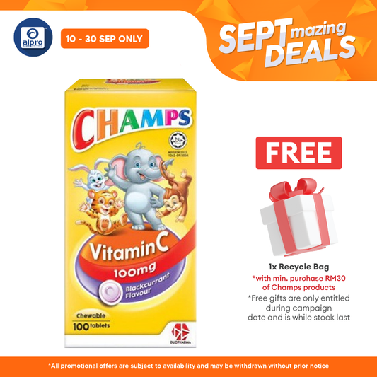 Champs C 100mg Blackcurant 100s | Kids Vitamin C Alpro Pharmacy