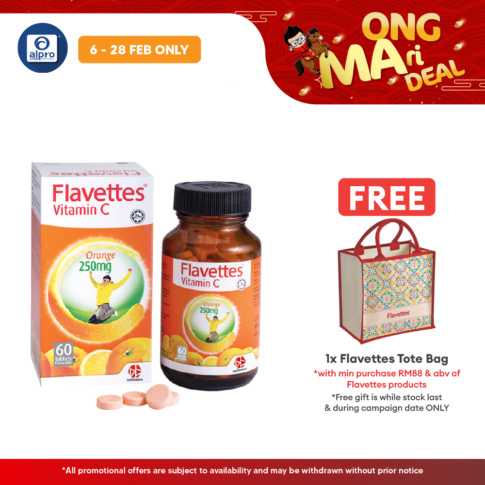 Flavettes Vitamin C 250mg Orange 60s | Immune System Health Flavettes