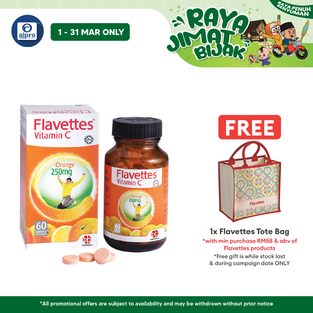 Flavettes Vitamin C 250mg Orange 60s | Immune System Health Flavettes