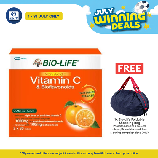 Bio-life Non Acidic Vitamin C & Bioflavonoids 2x30s | Gentle On Stomach Alpro Pharmacy