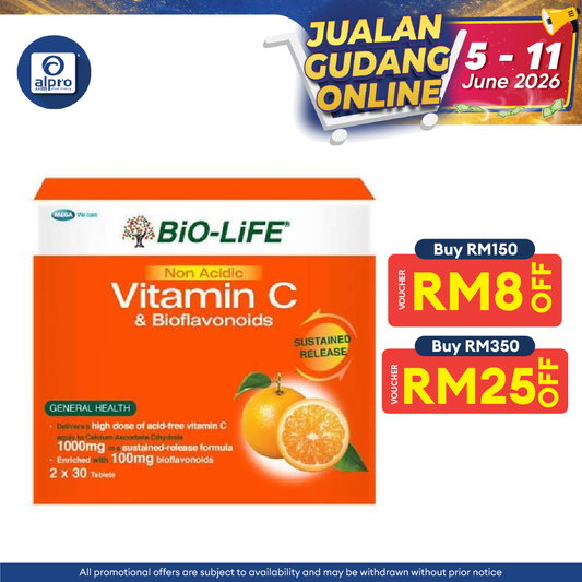 Bio-life Non Acidic Vitamin C & Bioflavonoids 2x30s | Gentle On Stomach Alpro Pharmacy