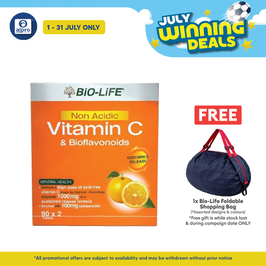 Bio-life Non Acidic Vitamin C & Bioflavonoids 2x90s | Gentle On Stomach Bio-life