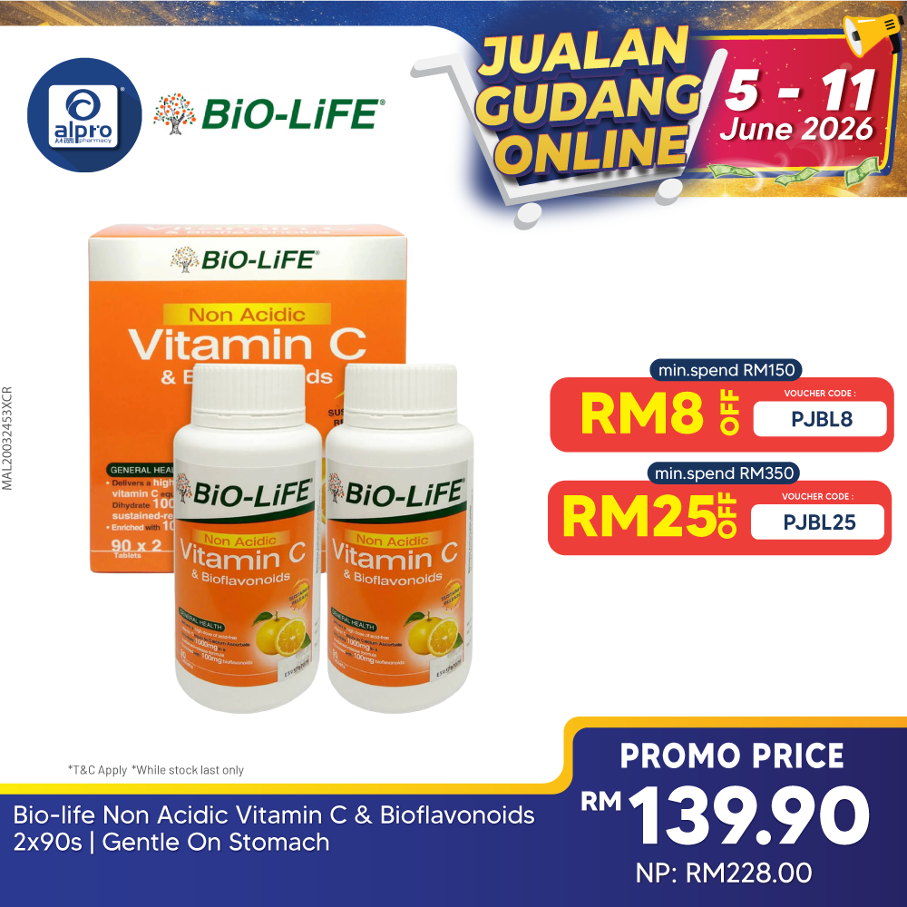 Bio-life Non Acidic Vitamin C & Bioflavonoids 2x90s | Gentle On Stomach Bio-life