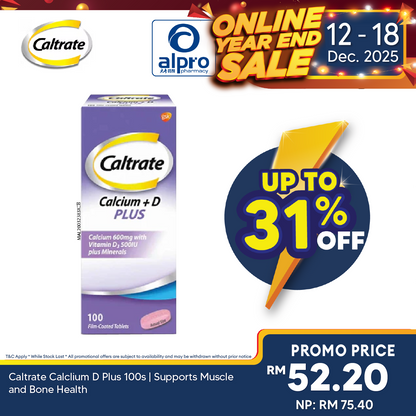 Caltrate Calclium D Plus 100s | Supports Muscle and Bone Health Alpro Pharmacy