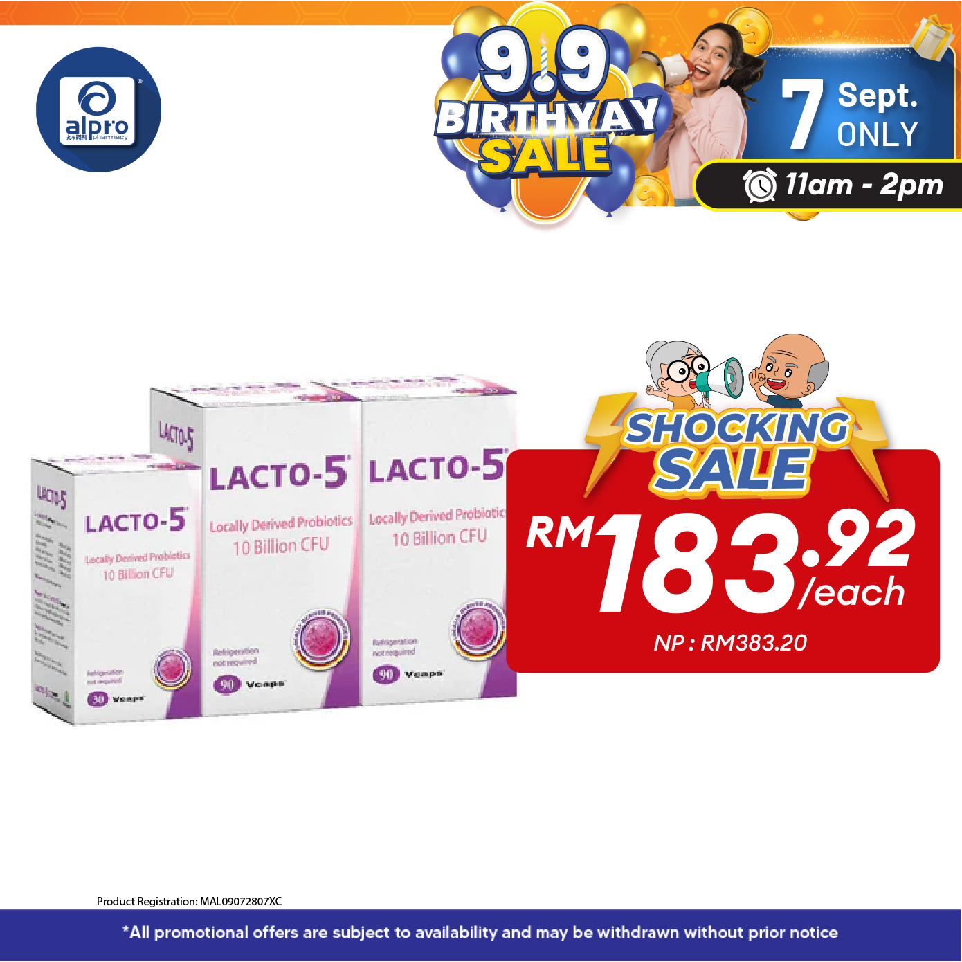 THC Lacto-5 500mg 2x90s+30s | Probiotics Alpro Pharmacy