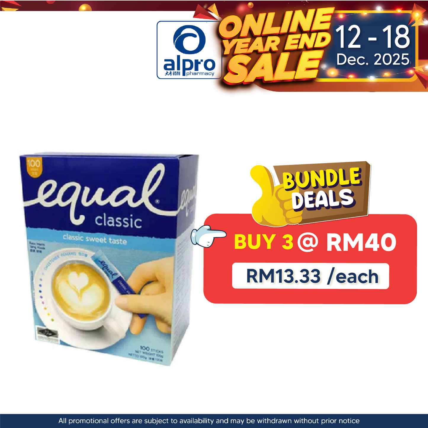 Equal Classic Stick 100s | Provide Great Low Calorie Alpro Pharmacy