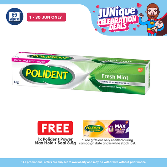 *Polident Fresh Mint Denture Adhesive Cream 60g | Denture Extra Hold Polident