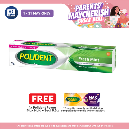 *Polident Fresh Mint Denture Adhesive Cream 60g | Denture Extra Hold Polident