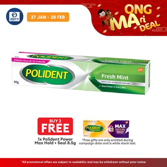 *Polident Fresh Mint Denture Adhesive Cream 60g | Denture Extra Hold Polident