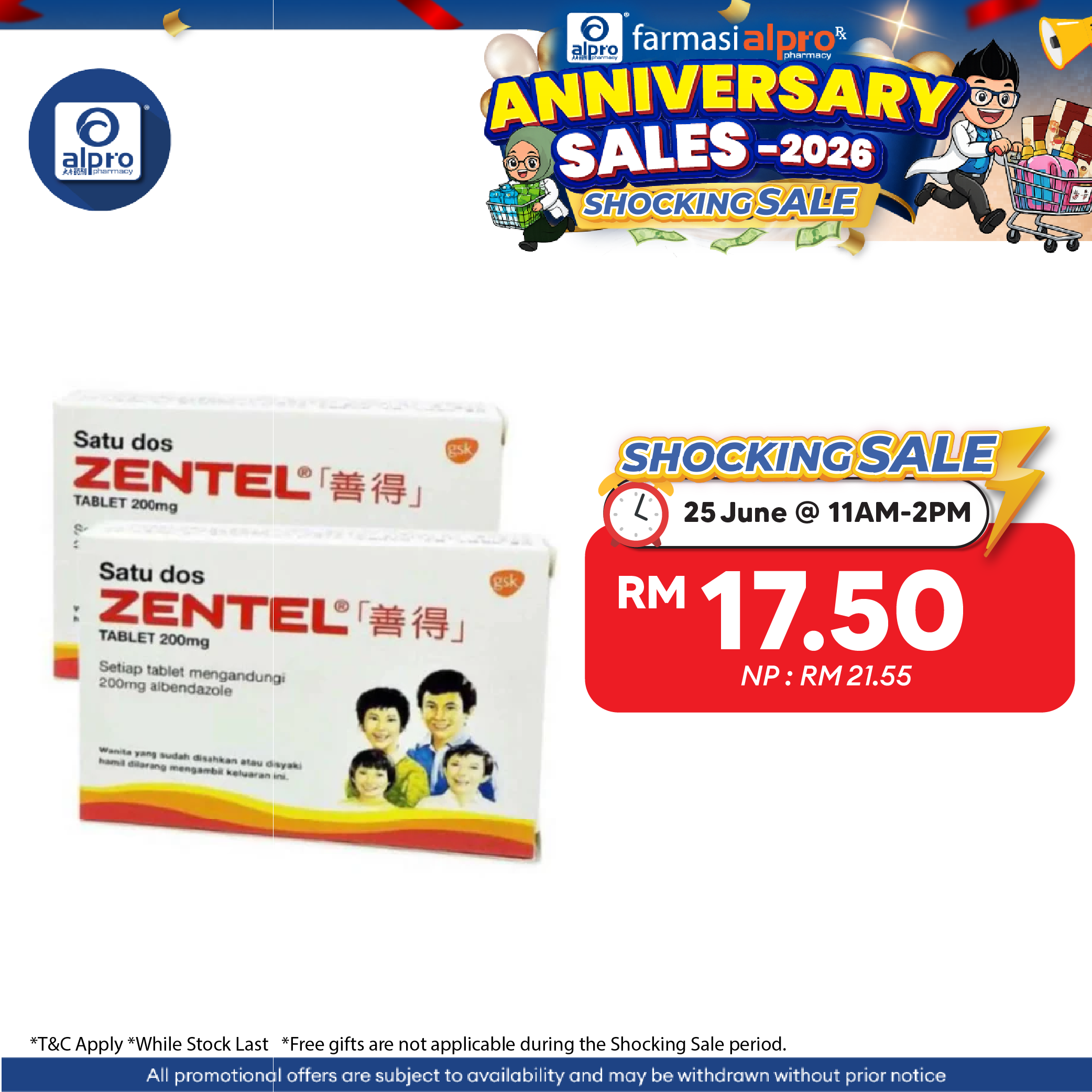 Zentel 200mg 2x2s |  Effective Against Threadworm & Pinworm Zentel