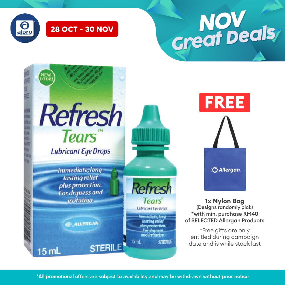Allergan Refresh Tears Eye Drops 15ml | Moisturizes the Eyes Allergan