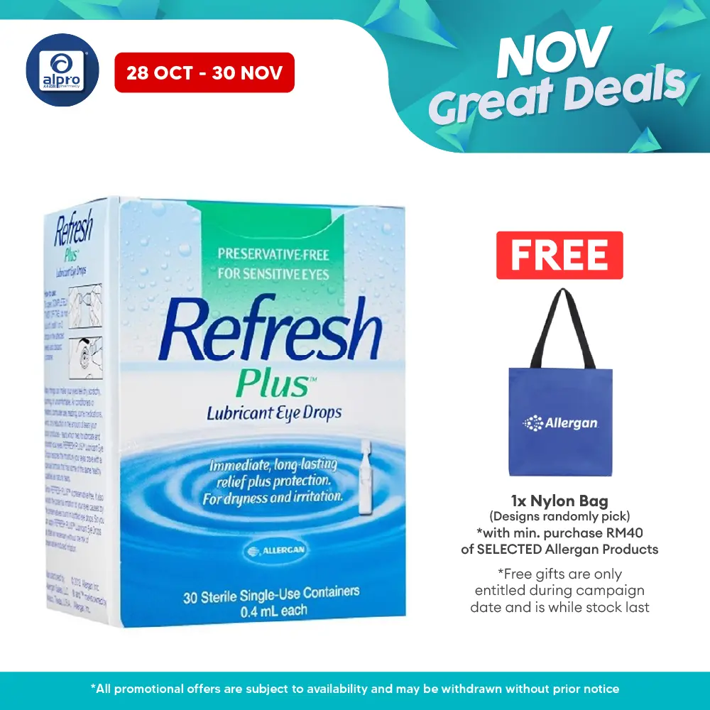 Allergan Refresh Plus Eye Drops 30x0.4ml | Provides instantly Moisturizer Allergan