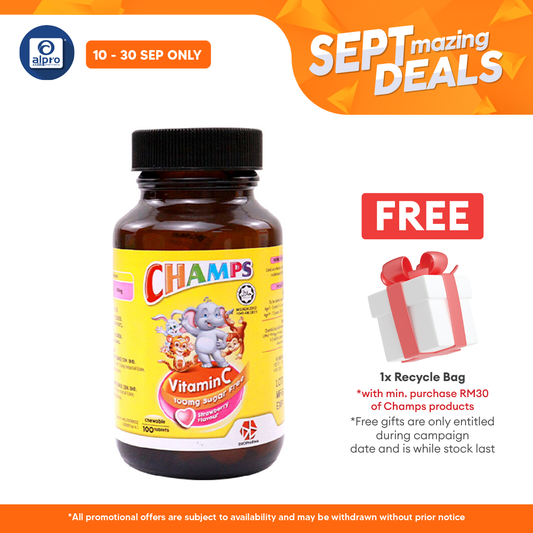 Champs C 100mg Sugar Free Strawberry 100s | Kids Vitamin C Champs