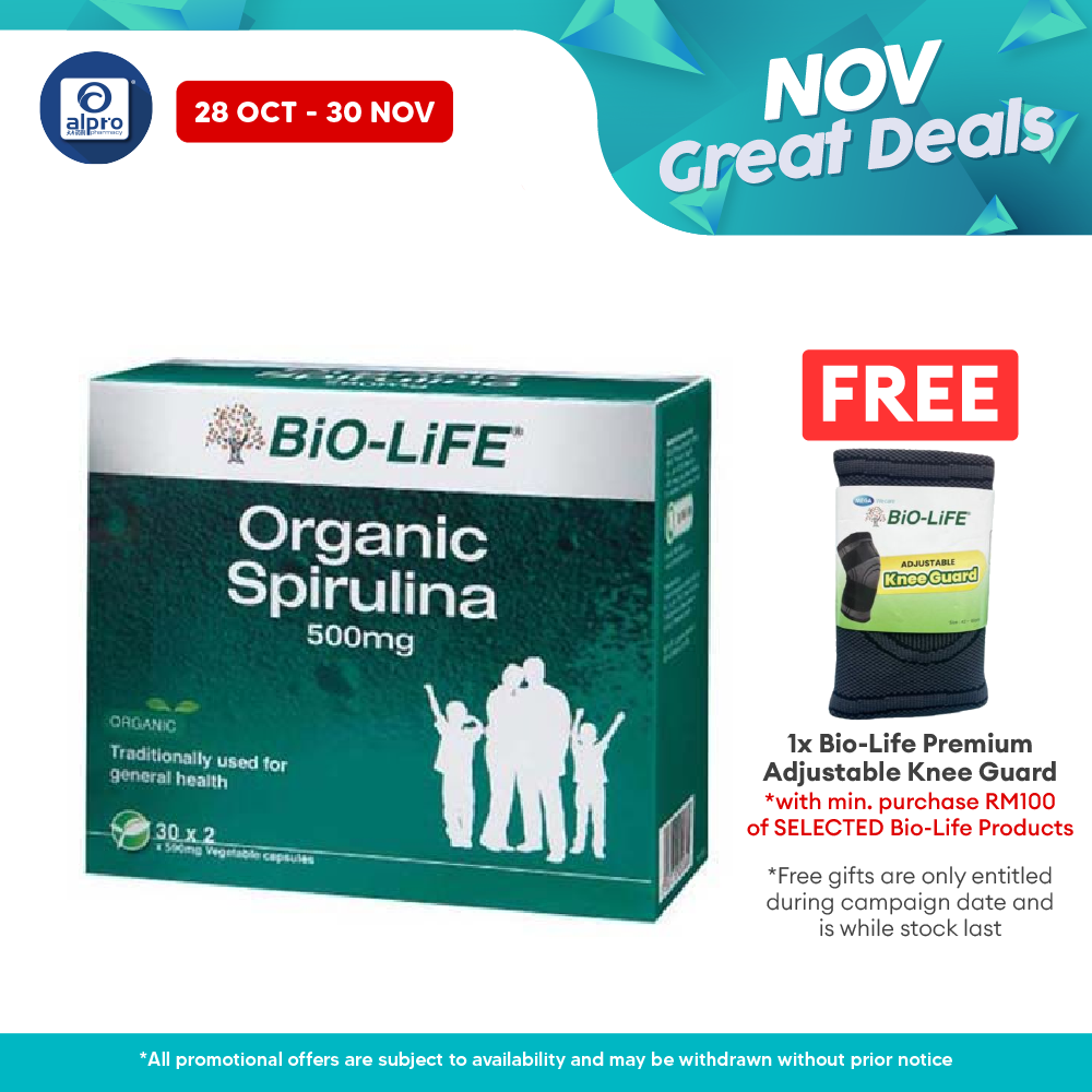 Bio-life Organic Spirulina 500mg 2x30s | High Antioxidant Bio-life
