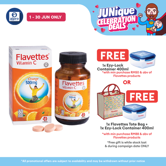 Flavettes Vitamin C 500mg (Orange) 60s | General Well-being Flavettes