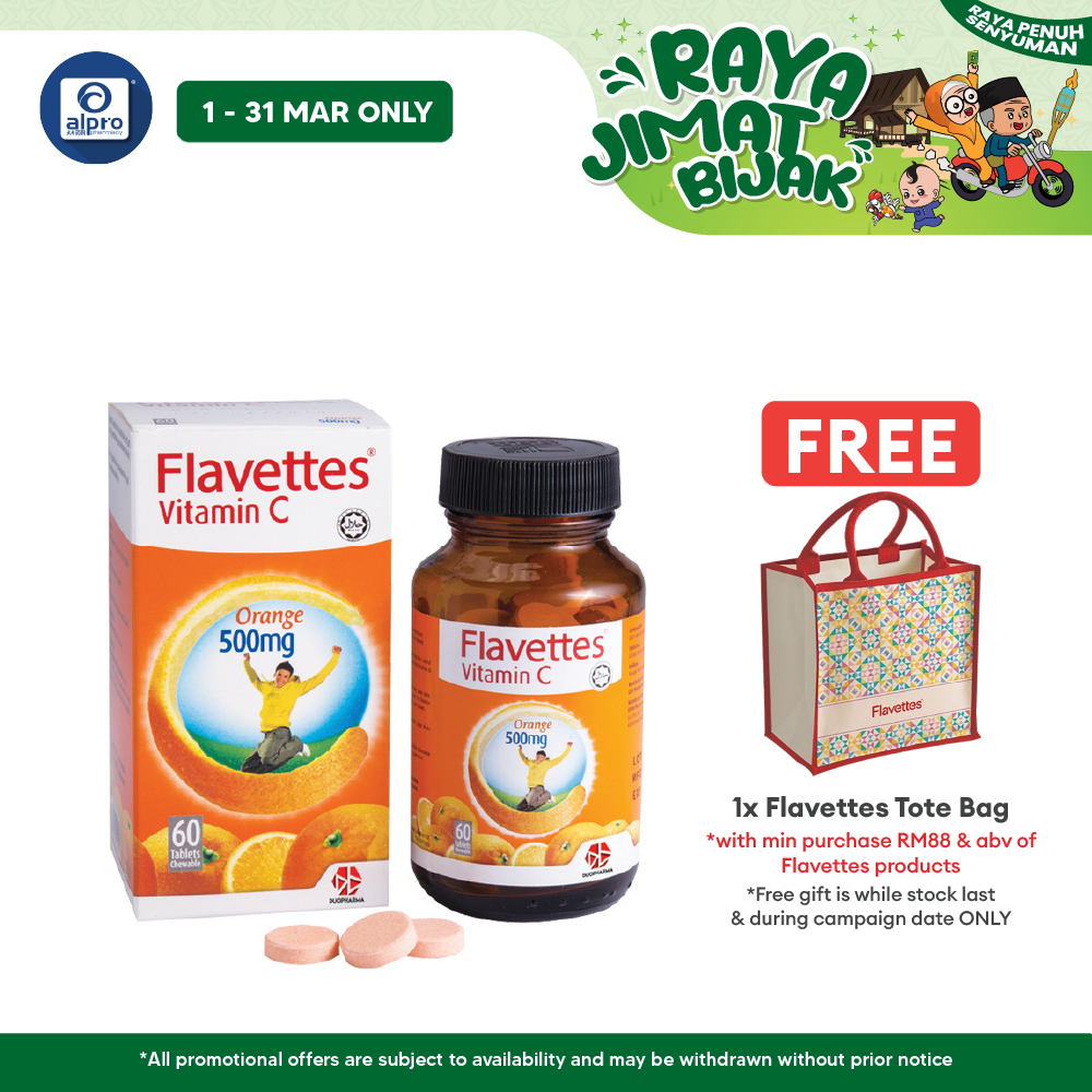 Flavettes Vitamin C 500mg (Orange) 60s | General Well-being Flavettes