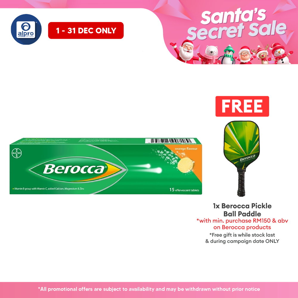 Berocca Effervescent Orange 15s | Vitamin B & C Alpro Pharmacy