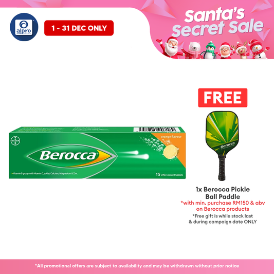 Berocca Effervescent Orange 15s | Vitamin B & C Alpro Pharmacy