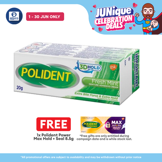 Polident Fresh Mint Denture Adhesive Cream 20g | Improve Denture Fit & Comfort. Polident