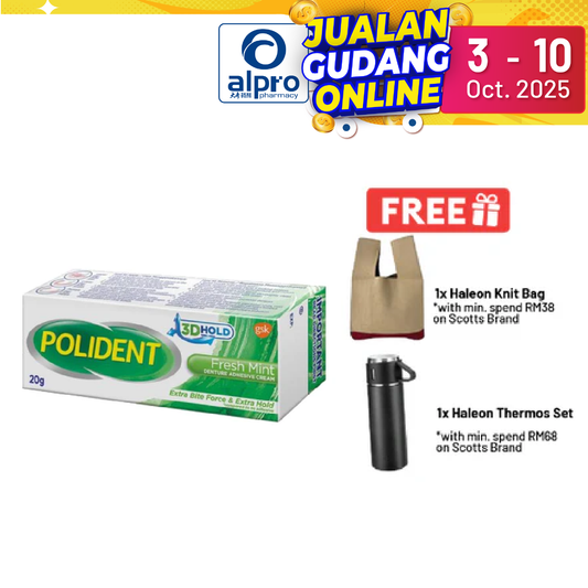 Polident Fresh Mint Denture Adhesive Cream 20g | Improve Denture Fit & Comfort. Alpro Pharmacy