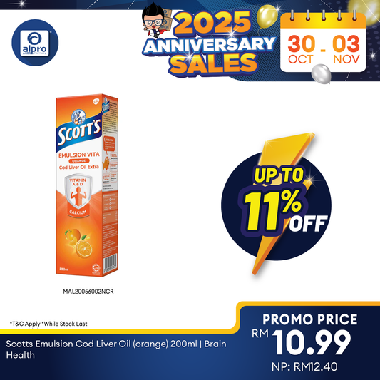 Scotts Emulsion Cod Liver Oil (Orange) 200ml | Brain Health Scotts