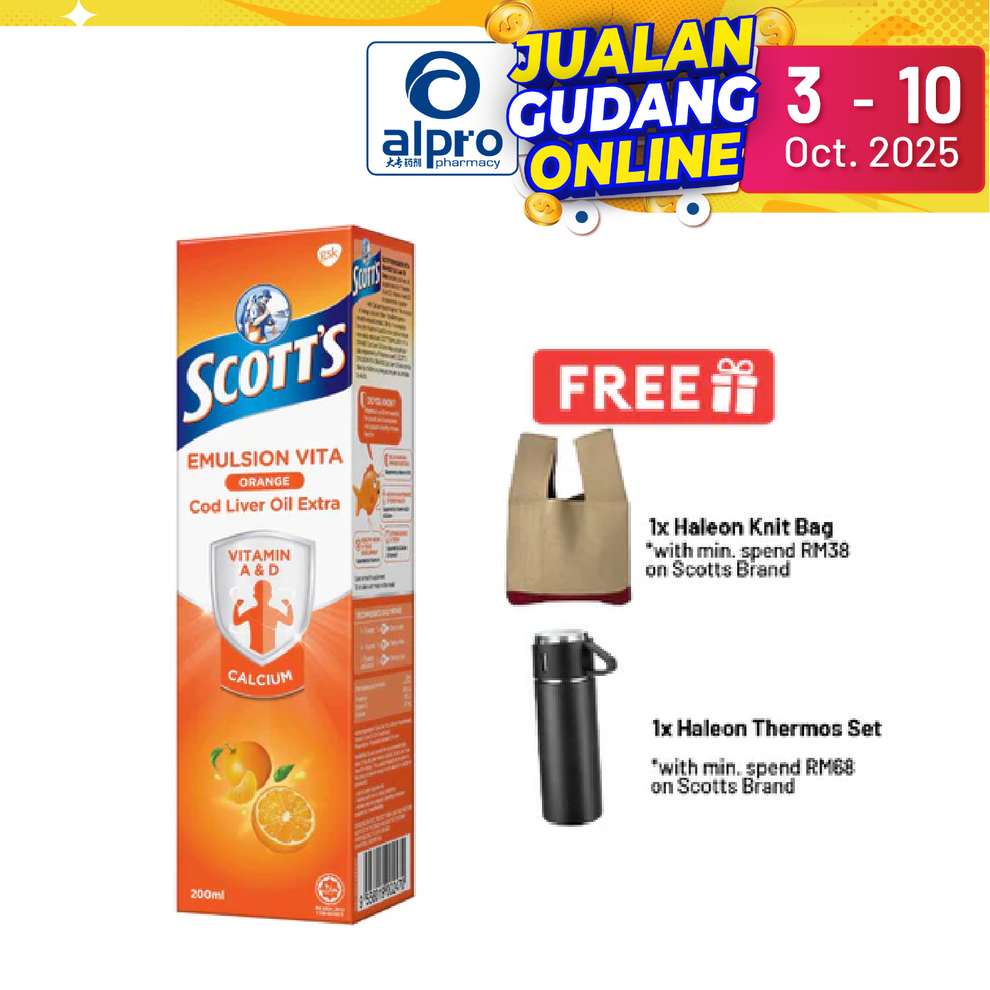 Scotts Emulsion Cod Liver Oil (Orange) 200ml | Brain Health Alpro Pharmacy