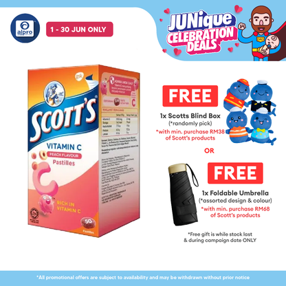 Scotts Vitamin C Pastilles Peach 50s | Helps Support Collagen Formation Scotts