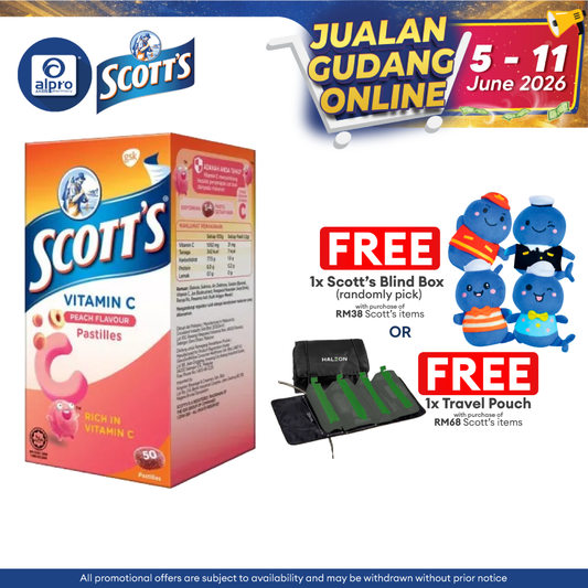 Scotts Vitamin C Pastilles Peach 50s | Helps Support Collagen Formation Scotts