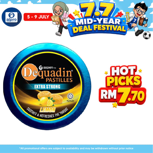 Dequadin Pastilles Extra Strong Taste Lemon 46g | for Sore Throat Dequadin