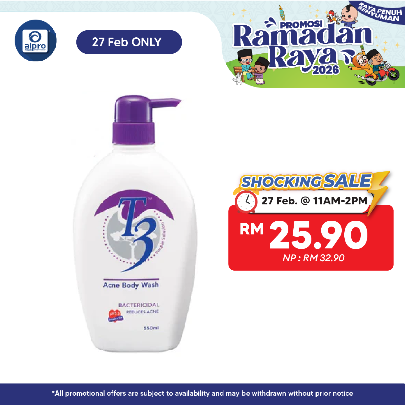 T3 Acne Body Wash 550ml | Helps Reduce Body Acne T3