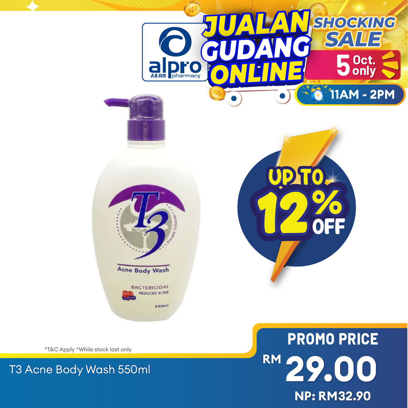 T3 Acne Body Wash 550ml | Helps Reduce Body Acne Alpro Pharmacy