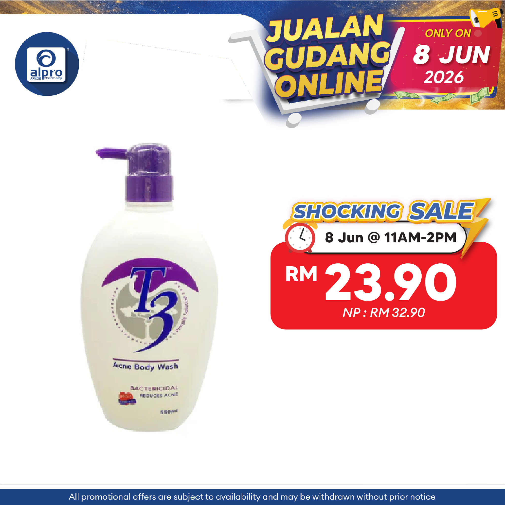 T3 Acne Body Wash 550ml | Helps Reduce Body Acne T3
