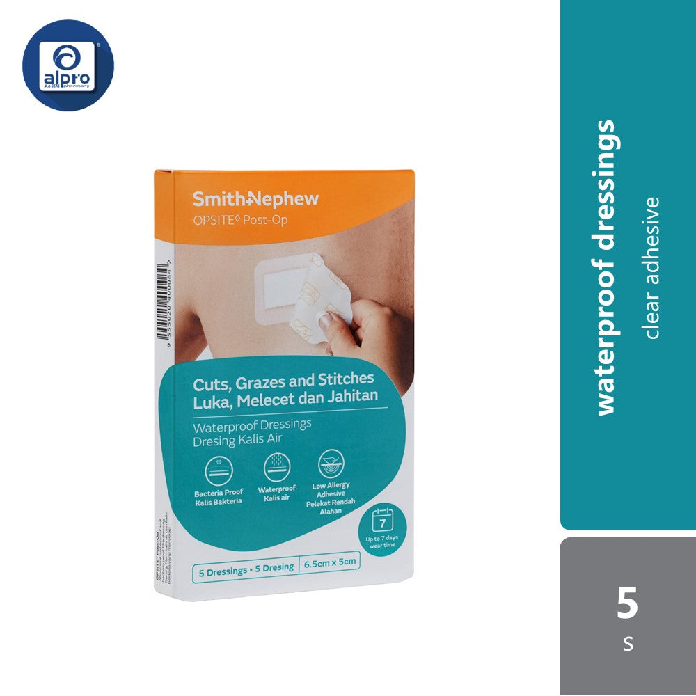 S&n Opsite Post-op Clear Adhensive Waterproof Dressings 6.5cmx5cm 5s -